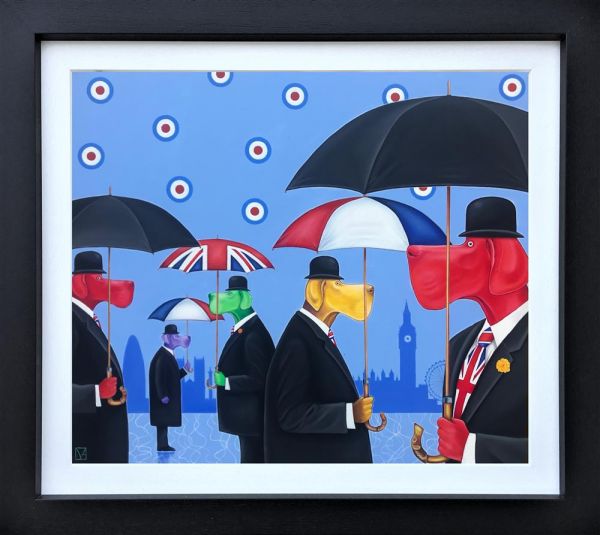 Michael Abrams - 'A Rainy Day In London Town' - Framed Original Art