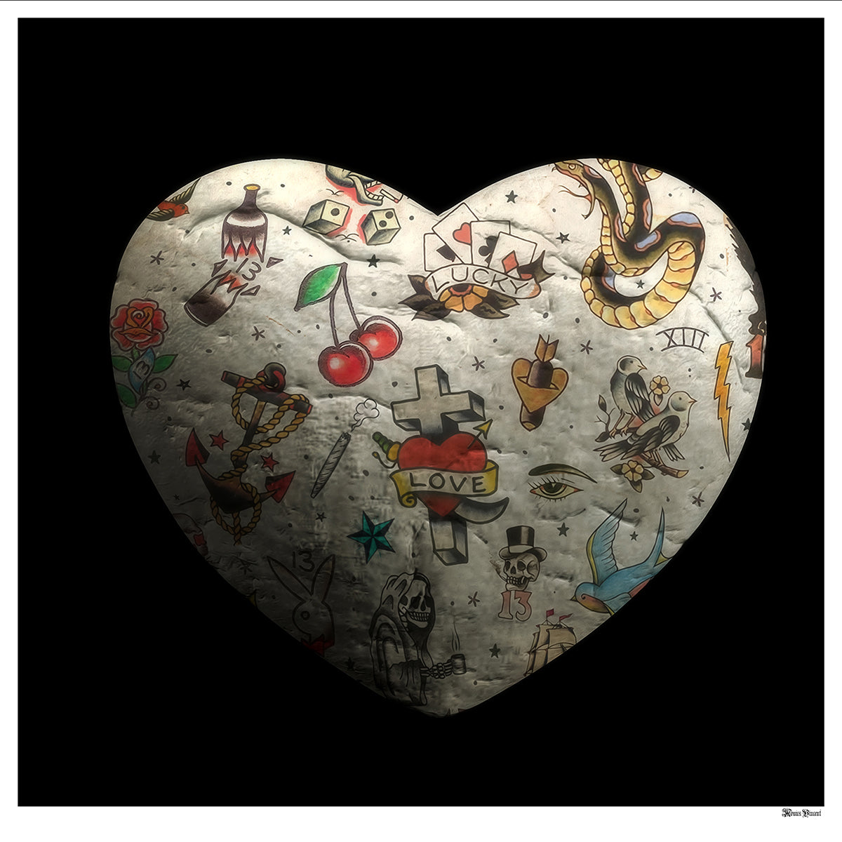Monica Vincent - 'Tattooed Heart' - Framed Original
