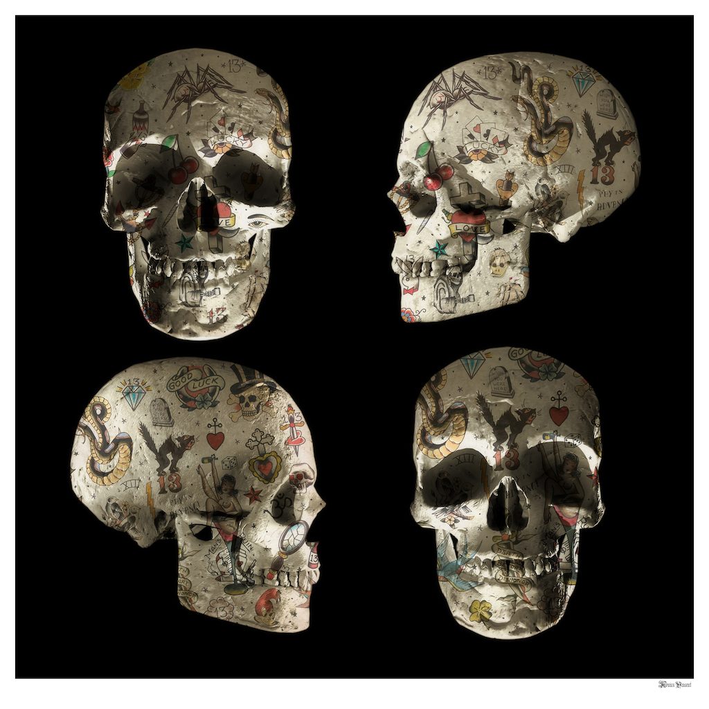 Monica Vincent - 'Tattooed Skulls' - Framed Original
