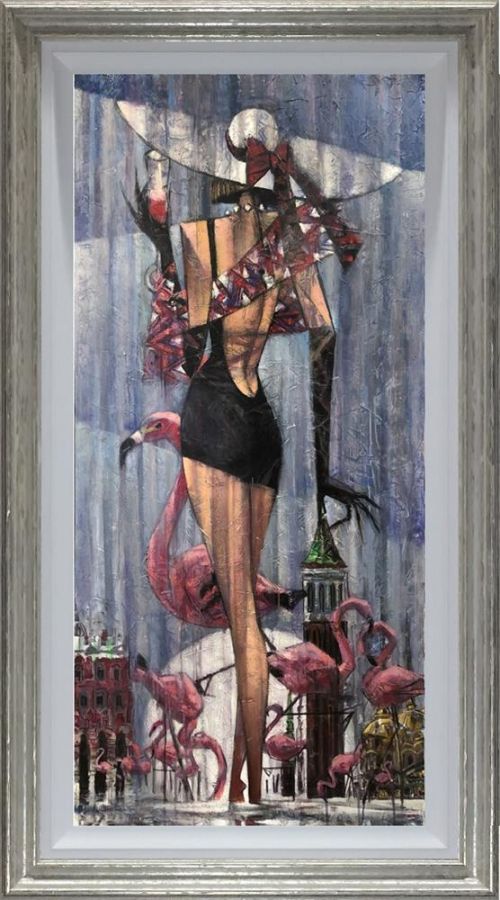 Andrei Protsouk - 'Piazza San Flamingo' - Framed Original Art