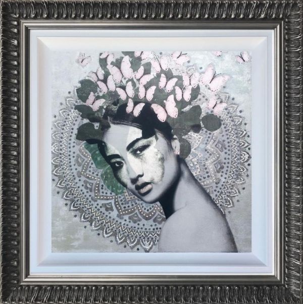 Linda Charles - 'Pink Butterflies' - Framed Original Artwork