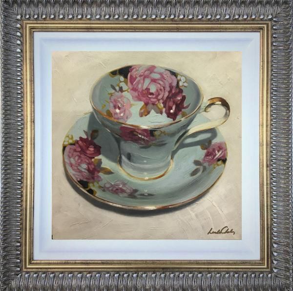 Linda Charles - 'Pink Rose' - Framed Original Artwork