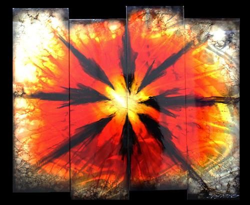 Chris DeRubeis - 'Red Burst' 1500789-6' - Framed Original Art