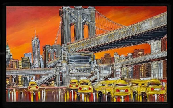 Edward Waite - 'Sunset Under The Bridge' - Framed Original Art