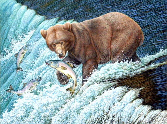 Richard Orr - 'Grizzly Bear Fishing' - Original Art