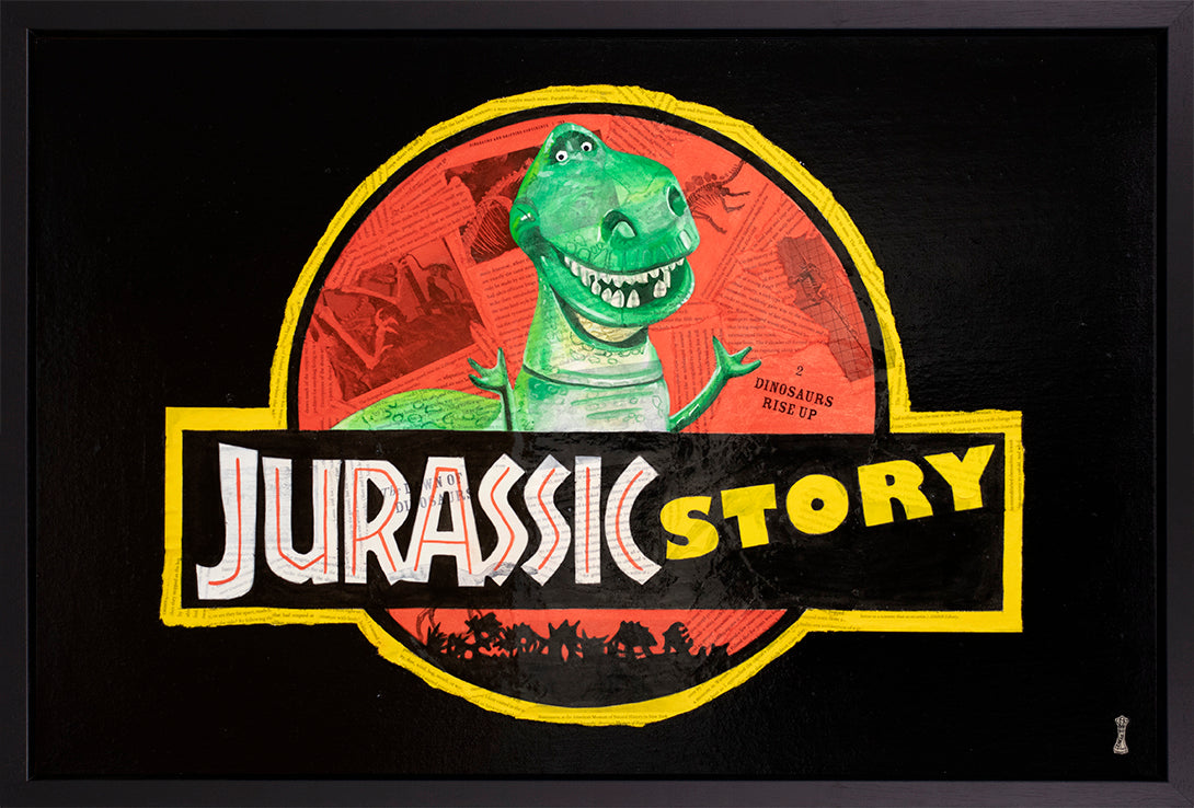 Chess - 'Jurassic Story' - Framed Canvas Original