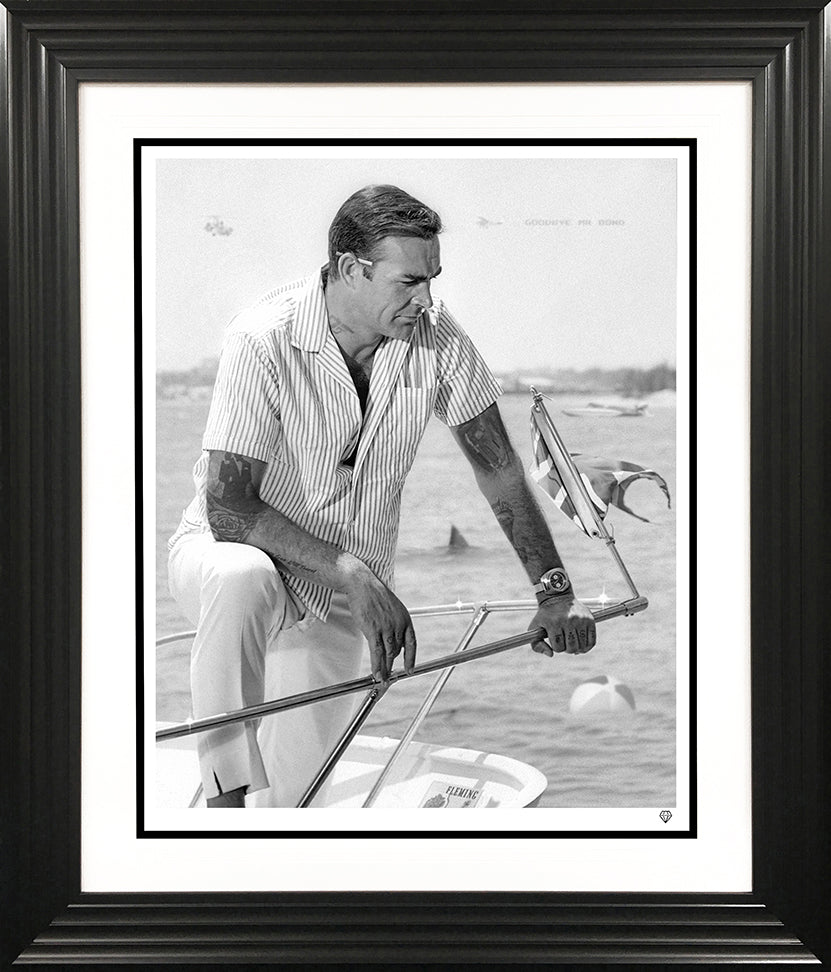 JJ Adams - 'On Vacation II - Black & White' (James Bond Sean Connery) - Framed Limited Edition