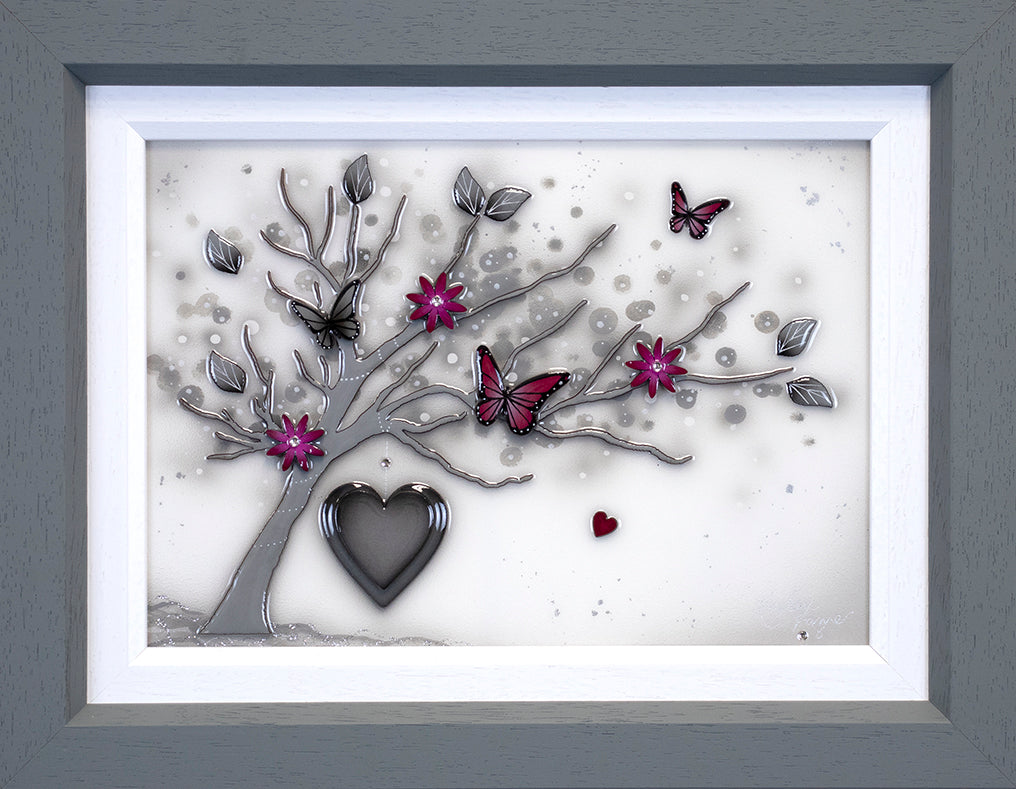 Kealey Farmer - 'Grey Tree Grey Heart-578' -  Boutique Framed Original