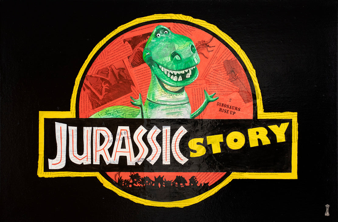 Chess - 'Jurassic Story' - Framed Canvas Original