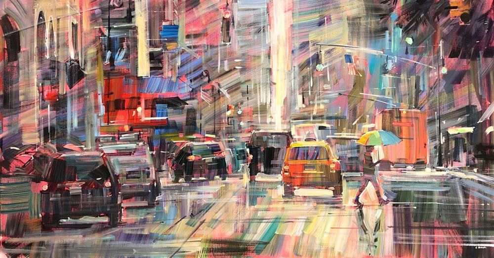 Colin Brown - 'Rainy Day in New York' - Framed Original Art
