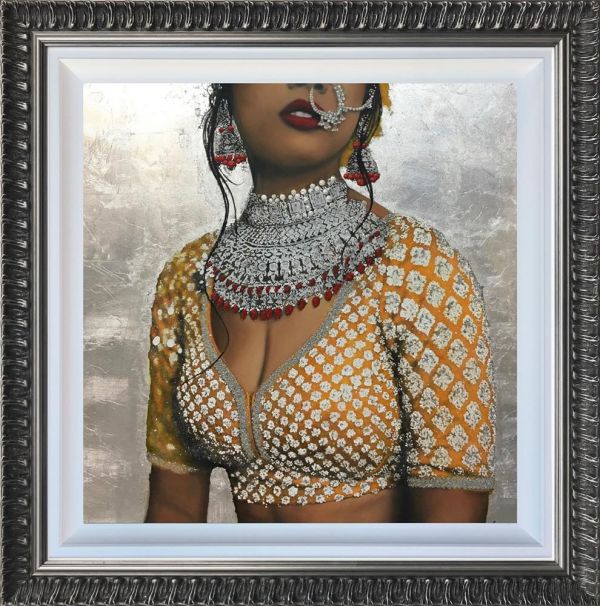 Linda Charles - 'Indian Couture Silver' - Framed Original Art