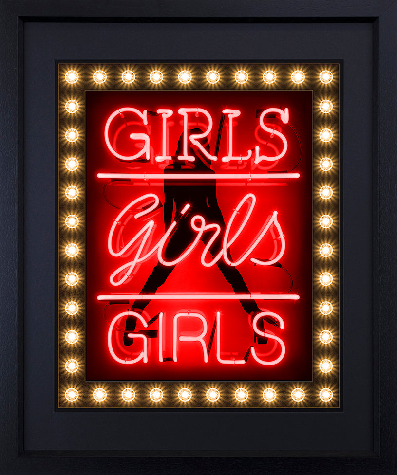 Courty - 'Girls Girls Girls' (Red) - Framed Limited Edition artwork