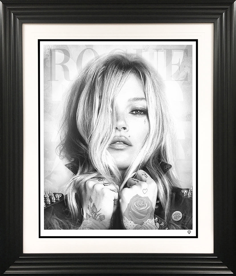 JJ Adams - ' Rock Star Rogue - B/W' - Framed Limited Edition