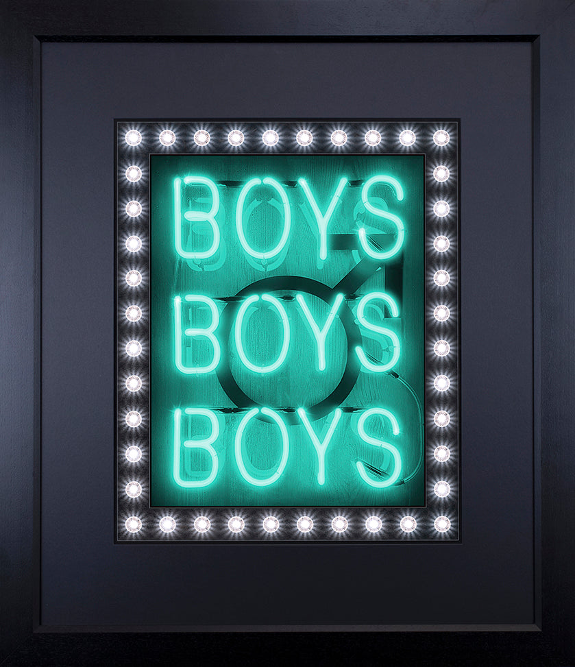 Courty - 'Boys, Boys, Boys' (Turquoise) - Framed Limited Edition artwork