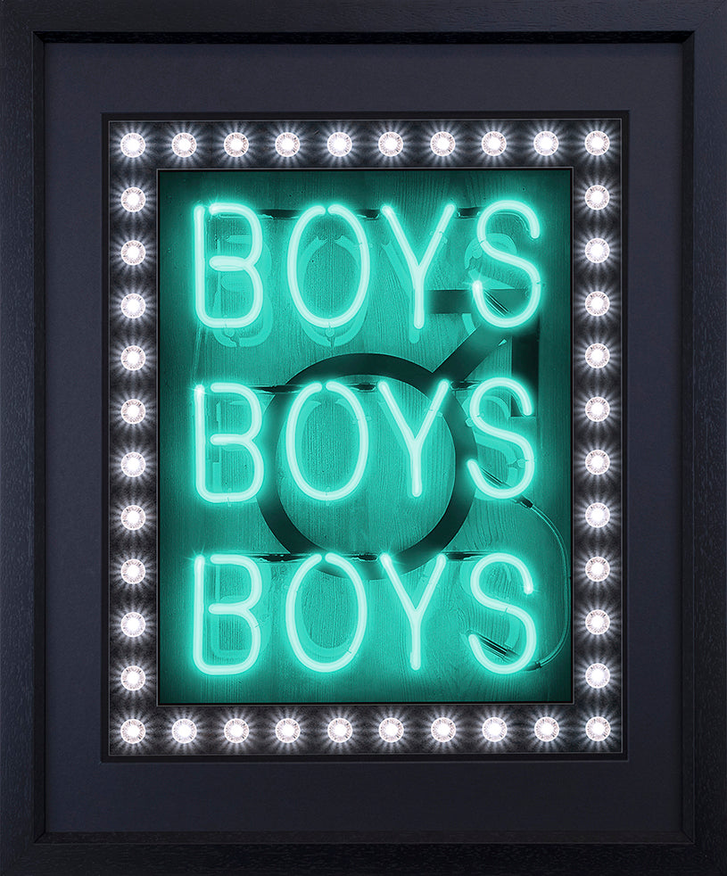 Courty - 'Boys, Boys, Boys' (Turquoise) - Framed Limited Edition artwork