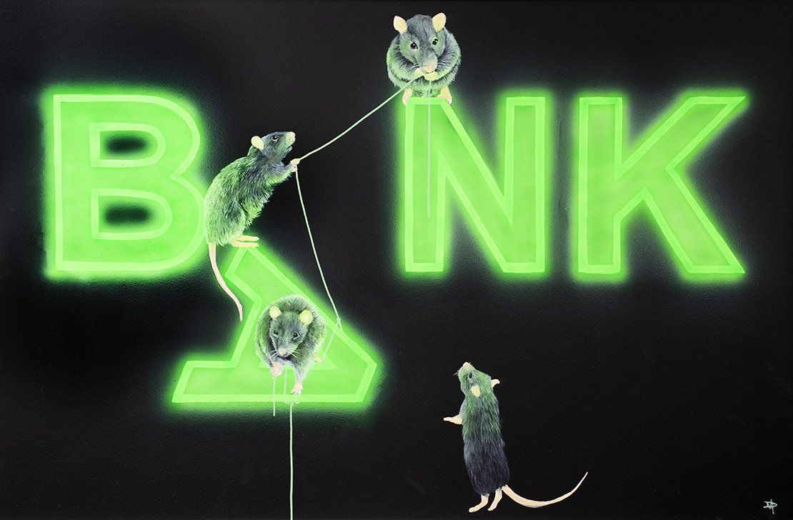 Dean Martin - 'Rats Fixing The Bank' - Framed Original Art