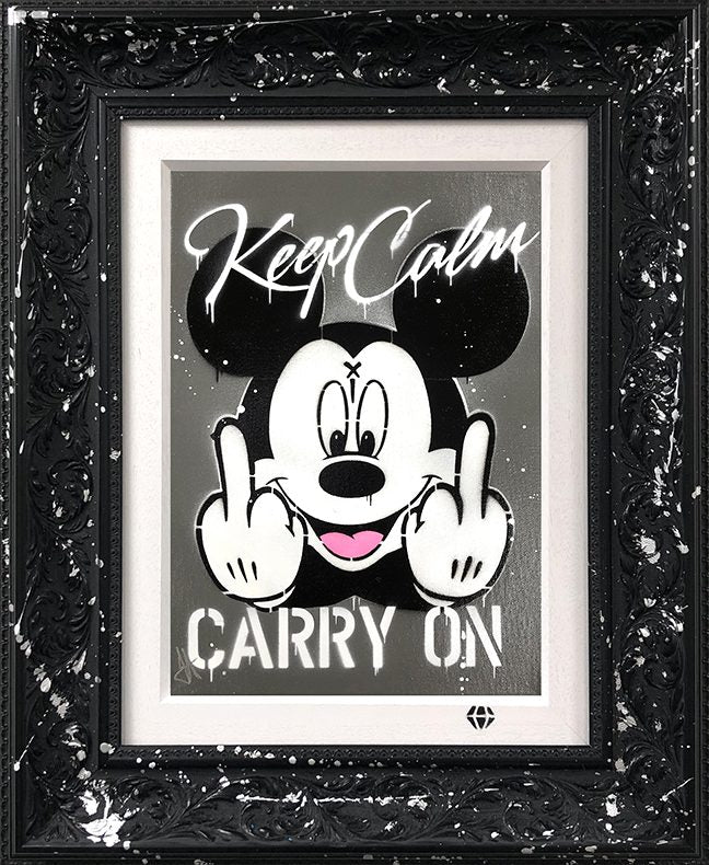 JJ Adams - 'Keep Calm Mickey (Grey)' - Framed Original