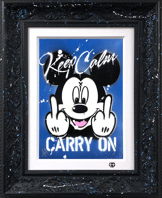 JJ Adams - 'Keep Calm Mickey (Blue)' - Framed Original