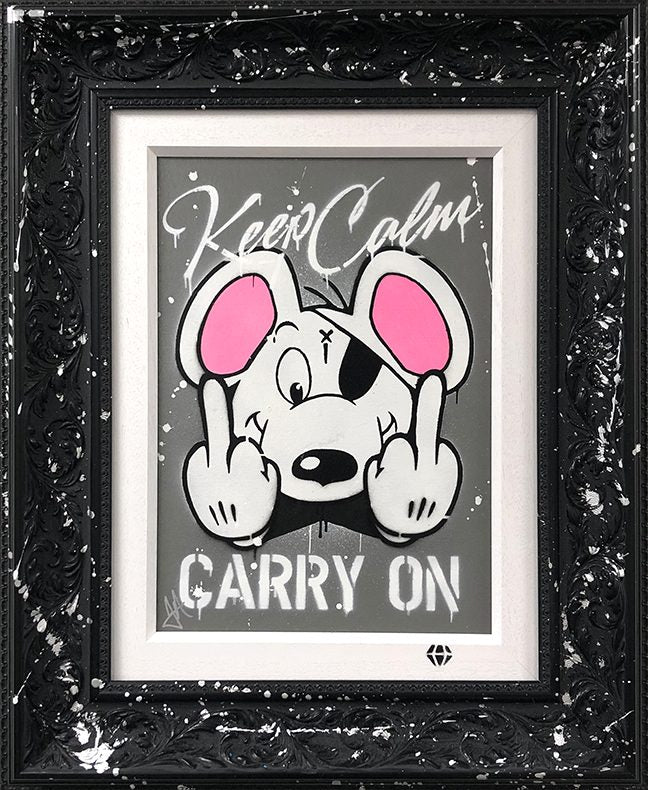 JJ Adams - 'Keep Calm Danger Mouse (Grey)' - Framed Original