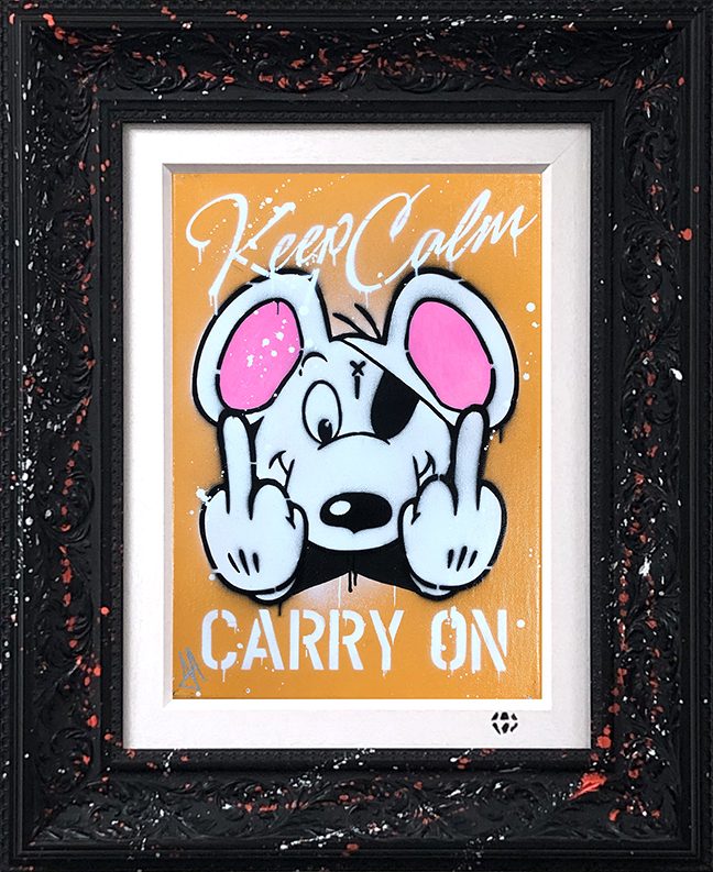 JJ Adams - 'Keep Calm Danger Mouse (Orange)' - Framed Original