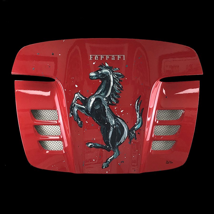 Paul Oz - 'Rampante Cavallo F458 Spider Convertible (Red)'  - Framed Original