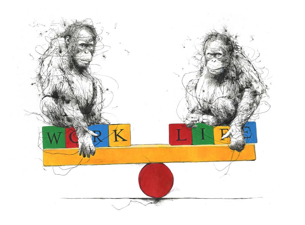 Scott Tetlow - ' Work Life Balance ' - Framed Limited Edition Print