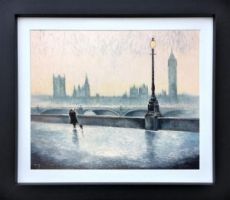 Michael Abrams - 'A Rainy Day in London' - Framed Original Art