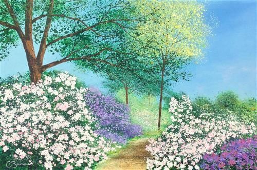 Chris Bourne - 'Pathway Blossoms' - Framed Original Art