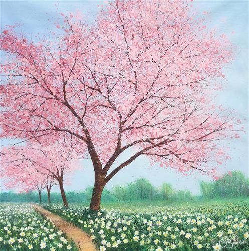 Chris Bourne - 'Cherry Blossom In The Lane' - Framed Original Art