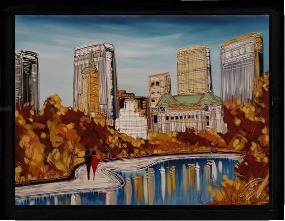 Edward Waite - 'Central Park Strolling' - Framed Original Art