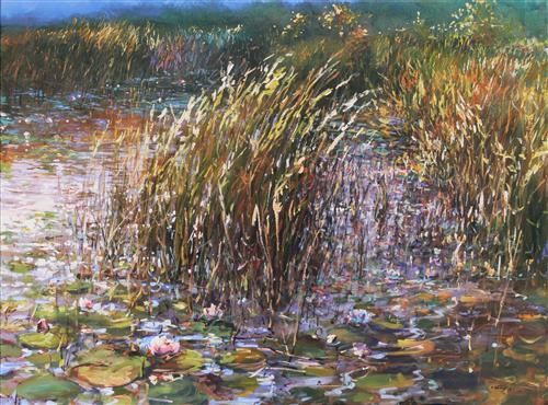 Mariusz Kaldowski - 'Lillies and Reeds' - Framed Original Art