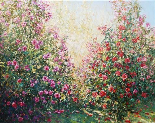 Mariusz Kaldowski - 'Pink Camellias' - Framed Original Art