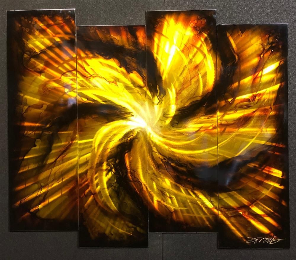 Chris DeRubeis - 'Gold Burst - 4 PANEL 1604122' - Framed Original Art