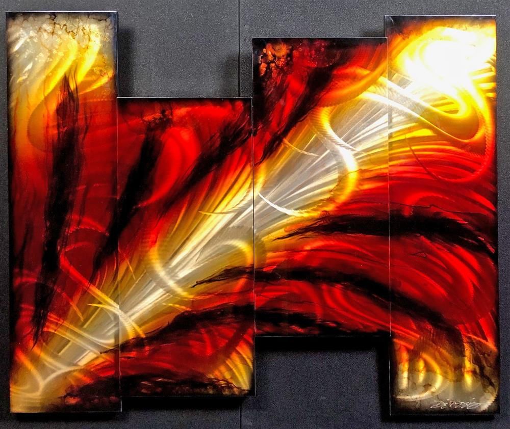 Chris DeRubeis - 'Red Triumph 4 panel 11x44ins 1506140' - Framed Original Art
