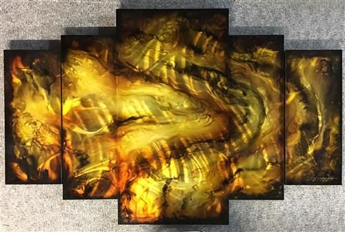 Chris DeRubeis - 'Original By Derubeis 5 Panel Gold. 160705-7 Cons' - Framed Original Art