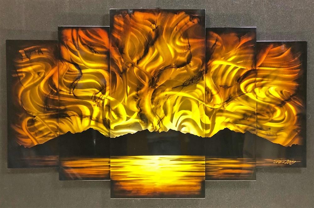 Chris DeRubeis - 'Sunset '5 Gold Panel Original By Derubeis Cons 160700' - Framed Original Art