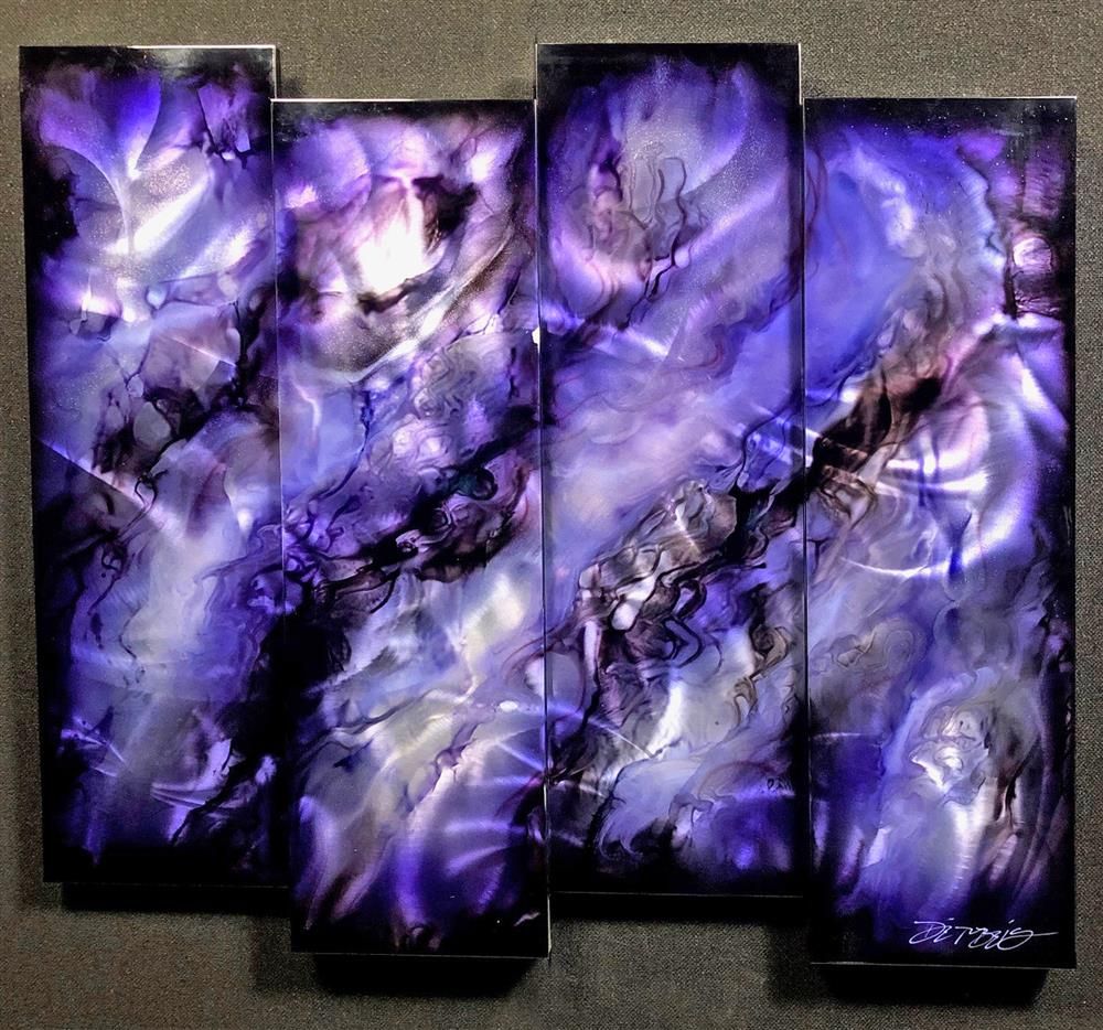 Chris DeRubeis - 'Lilac 4 Panel Abstract~1705298' - Framed Original Art