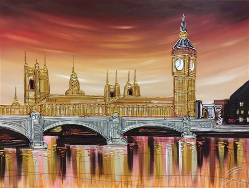 Edward Waite - 'The Westminster Sunset' - Framed Original Art
