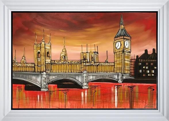 Edward Waite - 'Sunset Over The Parliament' - Framed Original Art
