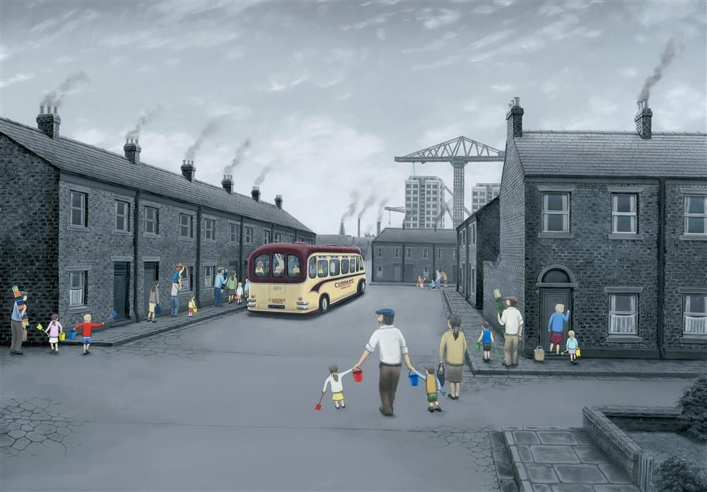 Leigh Lambert - 'All Aboard For The Seaside' - Canvas Deluxe - Framed Limited Edition Art