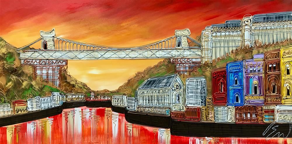 Edward Waite - 'Sunset Skyline Over Bristol' - Framed Original Art