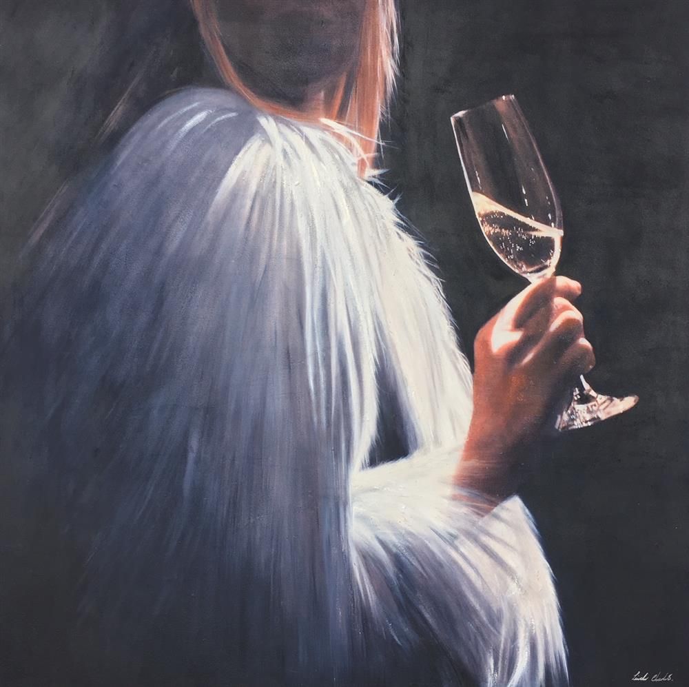 Linda Charles - 'White Champagne' - Framed Original Artwork