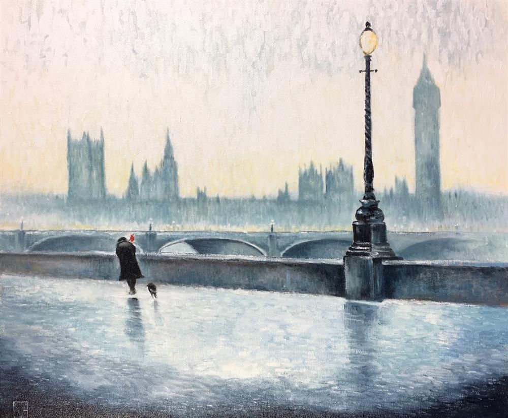 Michael Abrams - 'A Rainy Day in London' - Framed Original Art
