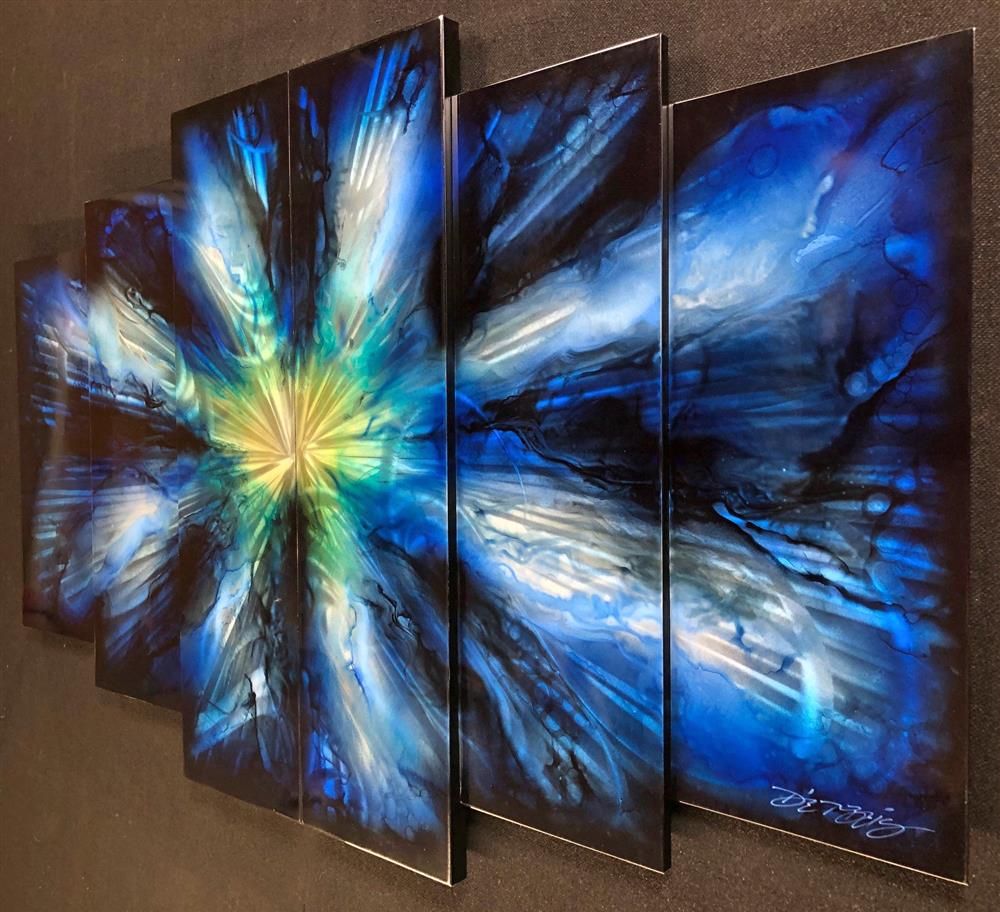 Chris DeRubeis - 'Elements Blue 6 Panel. 160715' - Framed Original Art