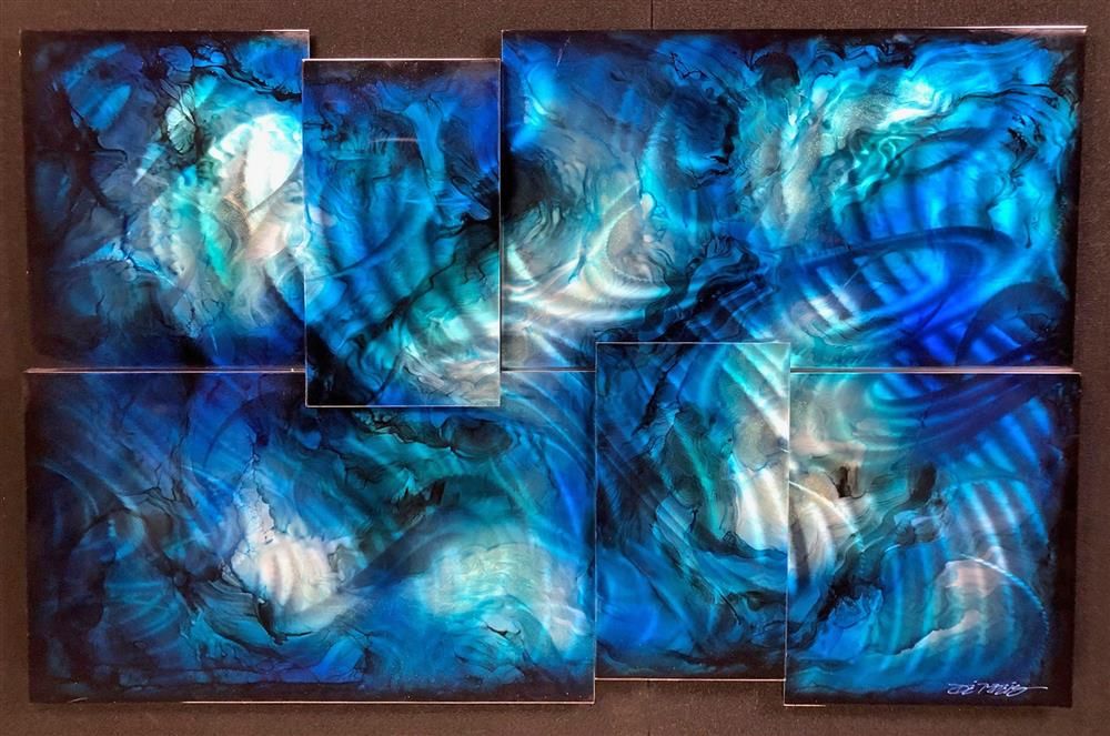 Chris DeRubeis - 'Mini Extreme 6 Panel Blue - 160701-5 Cons' - Framed Original Art