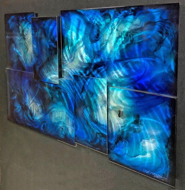 Chris DeRubeis - 'Mini Extreme 6 Panel Blue - 160701-5 Cons' - Framed Original Art