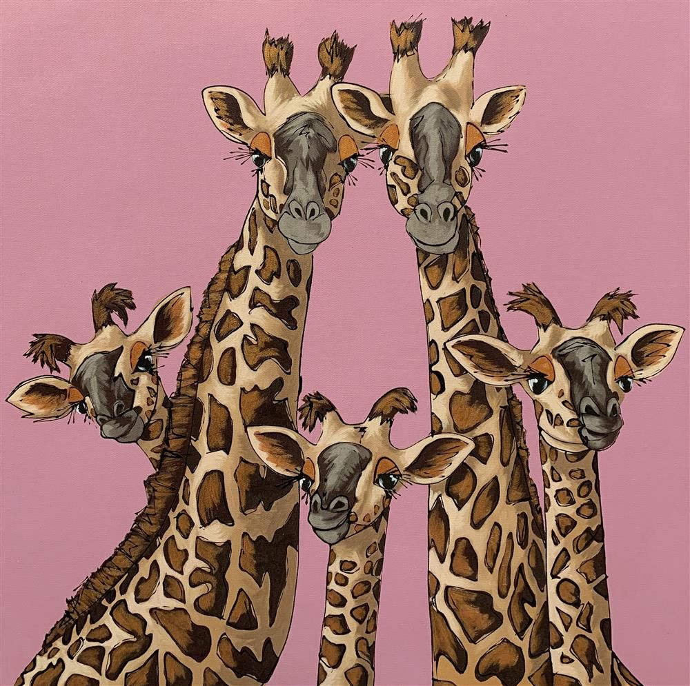 Amy Louise - 'High Five' - Rangwali Pink- Framed Limited Edition Art