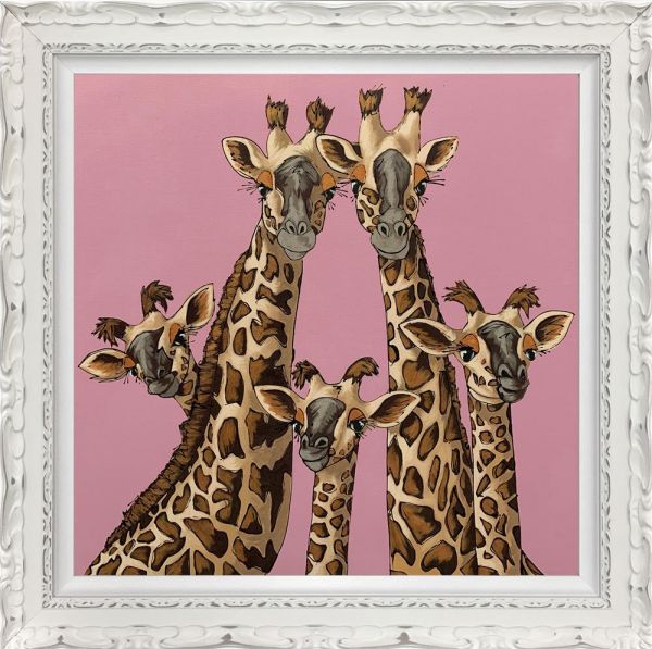 Amy Louise - 'High Five' - Rangwali Pink- Framed Limited Edition Art