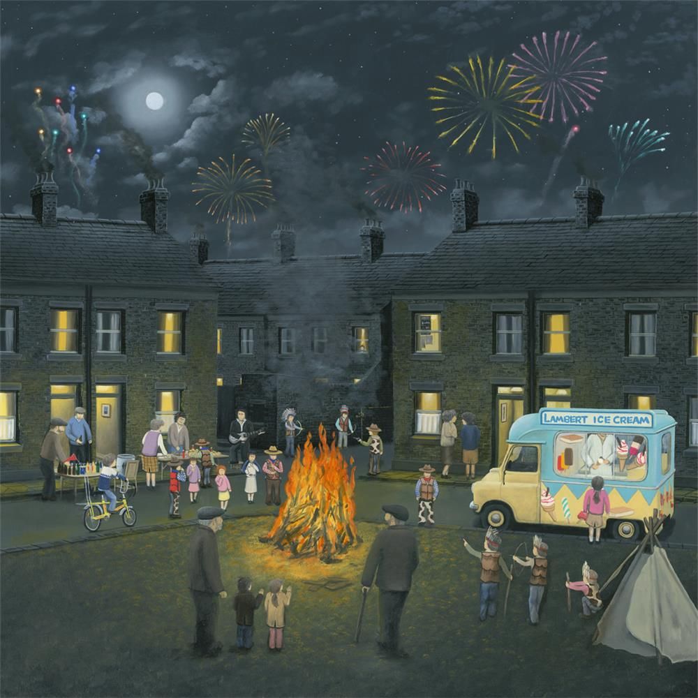 Leigh Lambert - ' Bonfire Lights ' - Deluxe Canvas - Framed Limited Edition Art