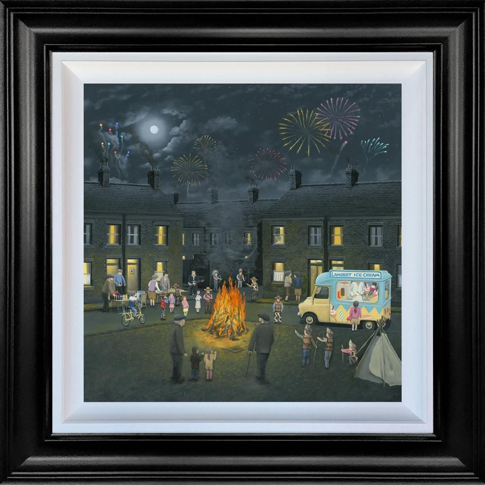 Leigh Lambert - ' Bonfire Lights ' - Deluxe Canvas - Framed Limited Edition Art